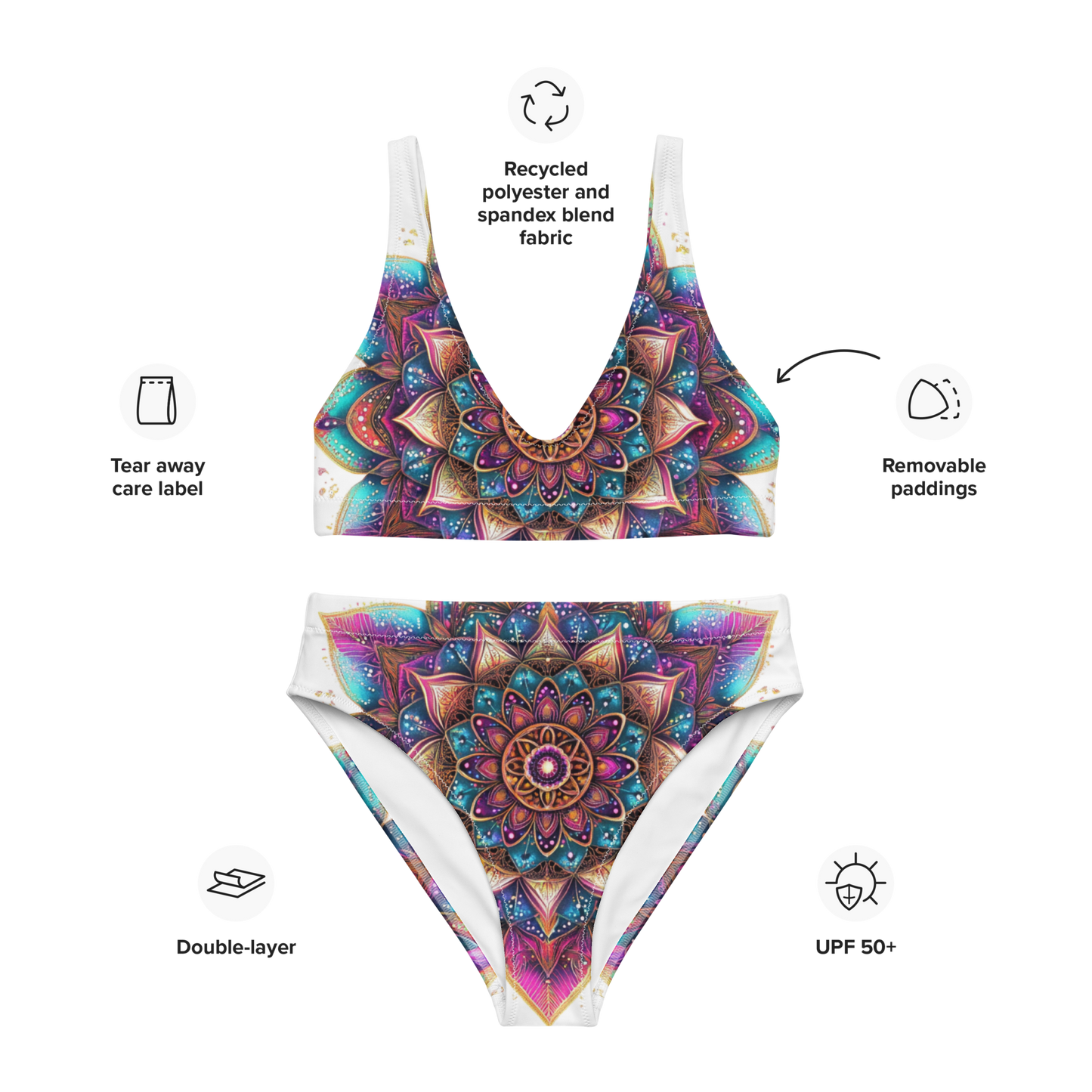 Aurora Mandala Recycled high-waisted bikini