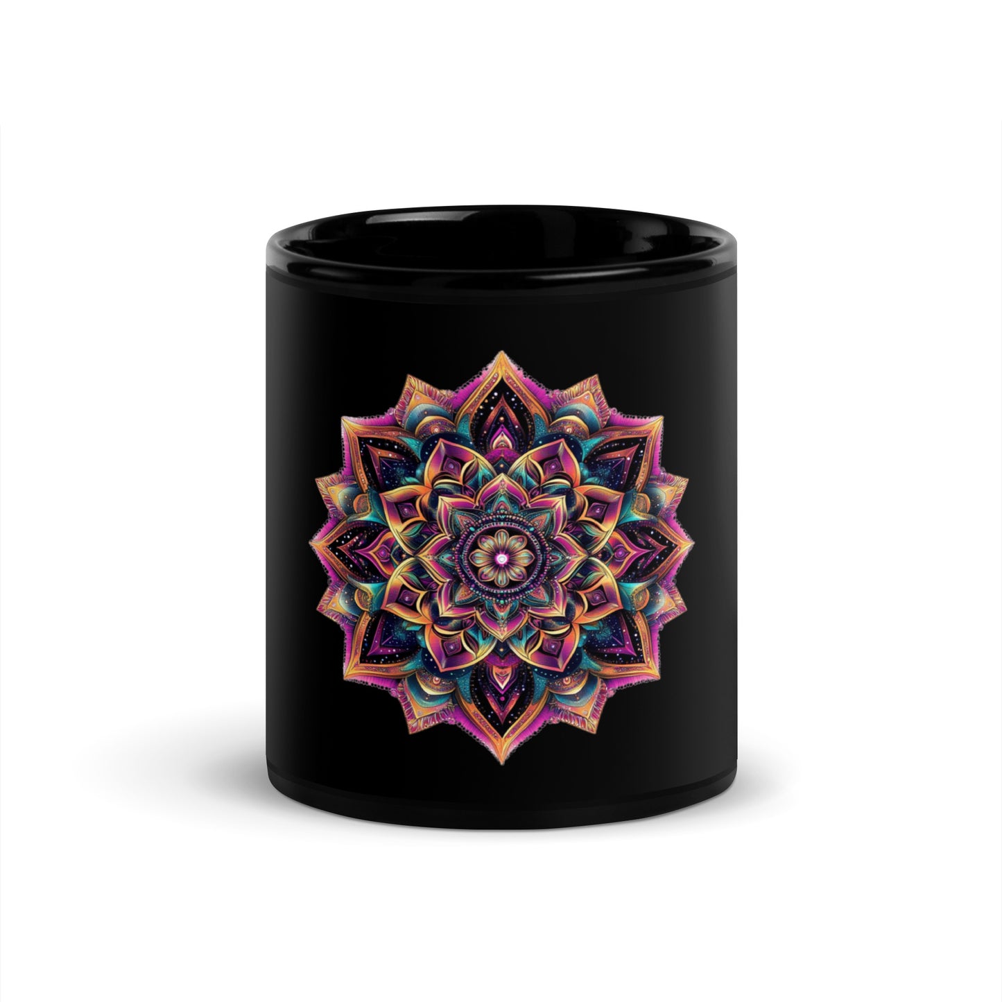 Mandala Blossom Black Glossy Mug