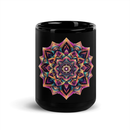 Mandala Blossom Black Glossy Mug