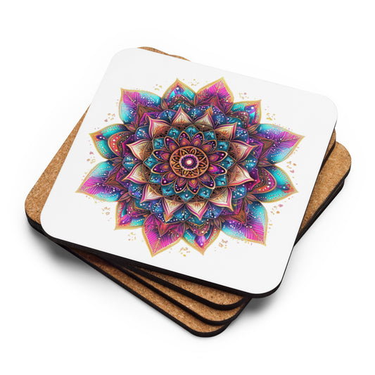 Aurora Mandala Cork-back coaster