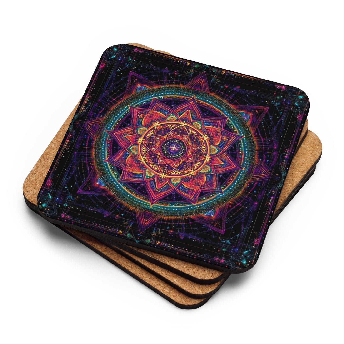 Mandala Sacred Geometry Cork-back coaster