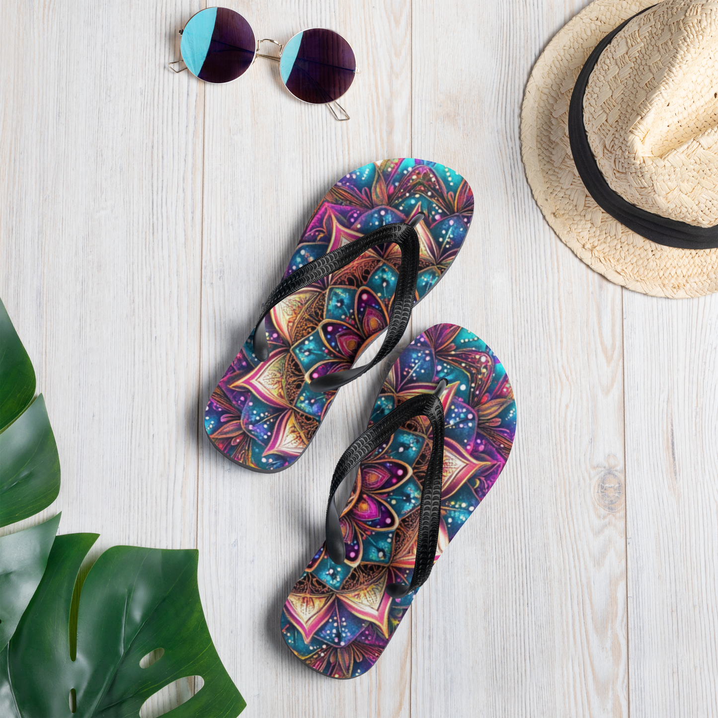 Aurora Mandala Flip-Flops