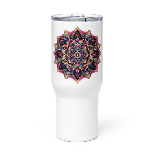 Mandala Blossom Travel mug with a handle